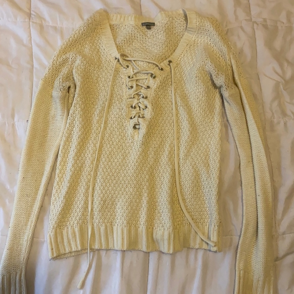 Lace up sweater